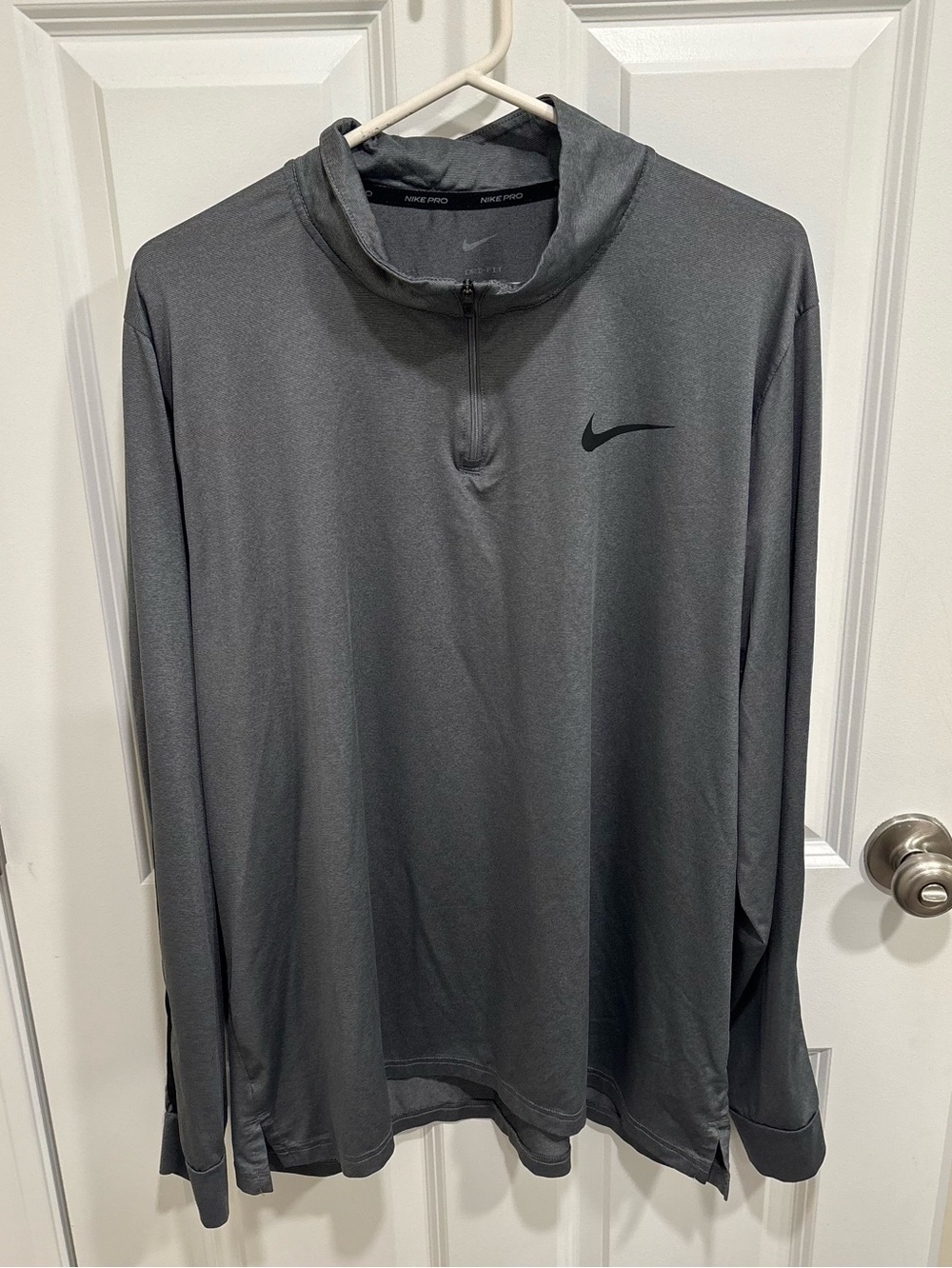 Nike Pro Dri Fit Grey Black Quarter Zip Sweatshirt Mens U.S. XL